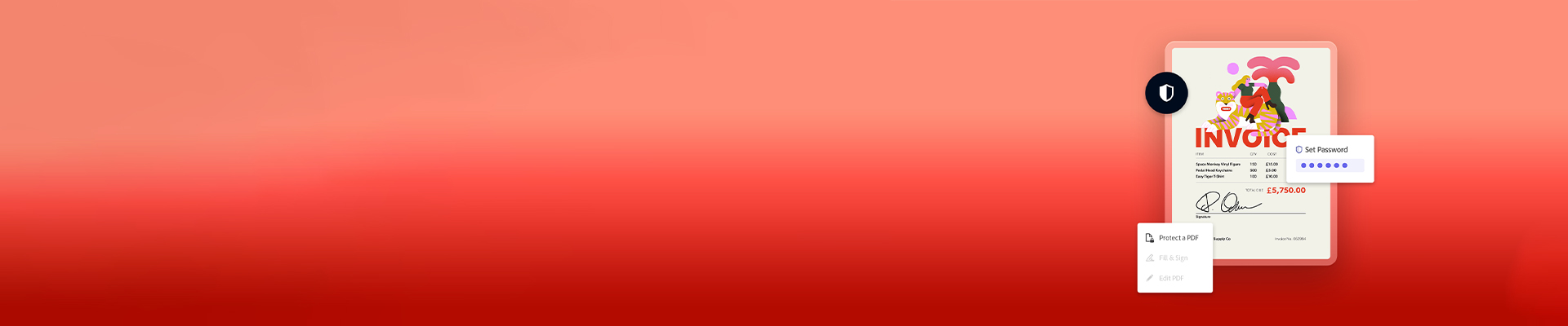 Adobe Acrobat Pro DC, gradient red background